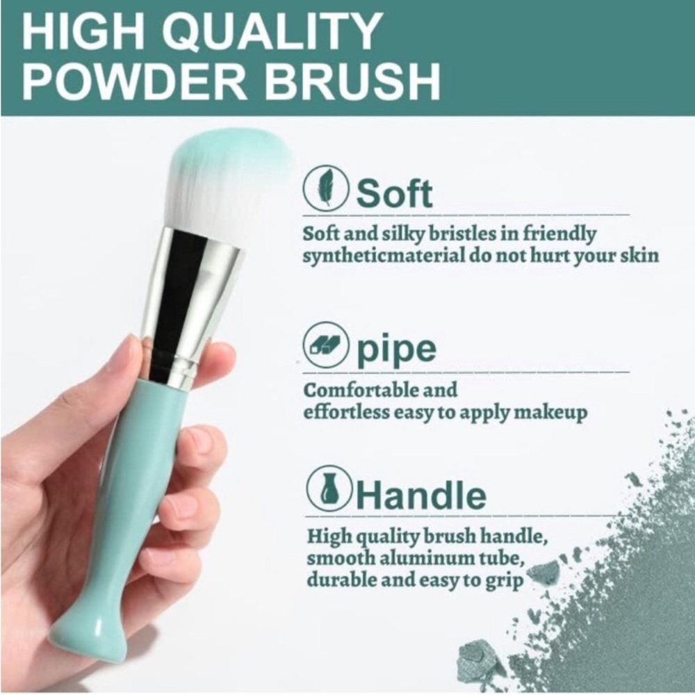 Mermaid Ocean Sea Vibes Mint Green 12 Makeup Blending Brushes | Face Eyes | NEW - Picture 3 of 6